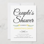 Moderne typografie gele koppels douche bruiloft kaart (Voorkant)