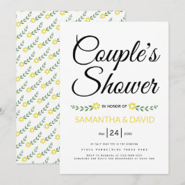 Moderne typografie gele koppels douche bruiloft kaart