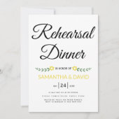 Moderne typografie-gele trouwrepetitie diner kaart (Voorkant)