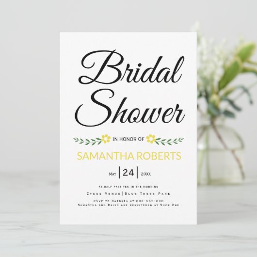 Moderne typografie gele vrijgezellenfeest bruiloft kaart (Staand voorkant)