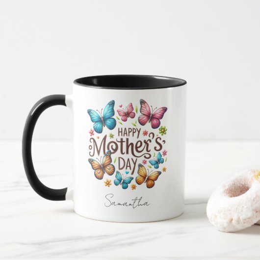 Moderne typografie Gelukkige Moederdag Aangepaste  Mok (Met donut)
