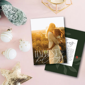 Moderne typografie Gelukkigste Feestdagen Eén foto Feestdagenkaart