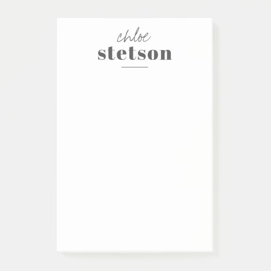 Moderne typografie gepersonaliseerde naam post-it® notes (Voorkant)