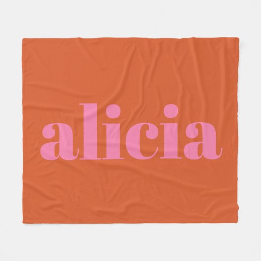 Moderne typografie Gepersonaliseerde naam | Roze O Fleece Deken (Voorkant (Horizontaal))
