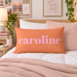 Moderne typografie gepersonaliseerde naam roze ora kussen