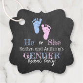 Moderne typografie Geslacht maakt feest! Baby Show Bedankjes Labels (Voorkant)