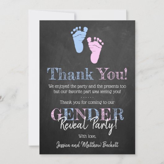 Moderne typografie Geslacht maakt feest! Baby Show Bedankkaart (Voorkant)