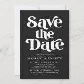 Moderne typografie gespikkeld zwart en wit save the date (Voorkant)