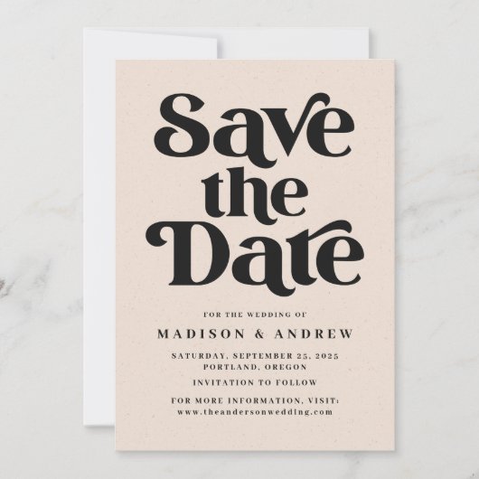 Moderne Typografie Gespikkelde Blush Save The Date (Voorkant)