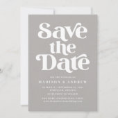 Moderne typografie gespikkelde grijs en wit save the date (Voorkant)