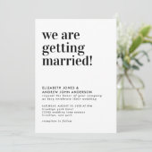 Moderne Typografie Getting Married Foto Bruiloft Kaart (Staand voorkant)