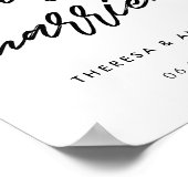 Moderne typografie Gewoon getrouwde trouwbord Poster (Hoek)