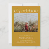 Moderne typografie Goud 2 Foto Afstudeerfeest Kaart (Achterkant)