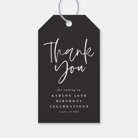 Moderne Typografie Goud 60e verjaardag Dank u Cadeaulabel (Achterkant)