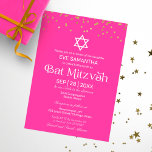 Moderne Typografie Goud Confetti Roze Vleermuis Mi Kaart<br><div class="desc">Moderne Typografie Gouden Confetti Roze Vleermuis Mitzvah Invitation</div>