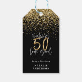 Moderne typografie goud glitter chic 50ste verjaar cadeaulabel (Voorkant)