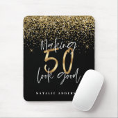 Moderne typografie goud glitter chic 50ste verjaar muismat (Met muis)