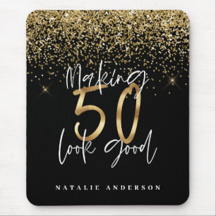 Moderne typografie goud glitter chic 50ste verjaar muismat