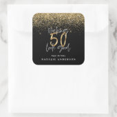 Moderne typografie goud glitter chic 50ste verjaar vierkante sticker (Tas)