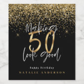 Moderne typografie goud glitters chic 50ste verjaa wijn etiket (Enkel label)