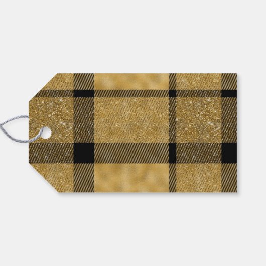 Moderne Typografie Gouden Buffel Speelde Kerstmis Cadeaulabel (Achterkant Horizontaal)