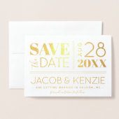Moderne Typografie Gouden Fotobehang Save the Date Folie Kaarten (Voorkant met envelop)