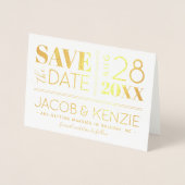 Moderne Typografie Gouden Fotobehang Save the Date Folie Kaarten (Voorkant)