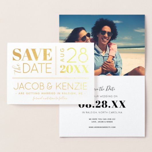 Moderne Typografie Gouden Fotobehang Save the Date Folie Kaarten (Display)