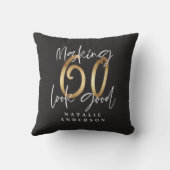 moderne typografie gouden zwarte 60ste verjaardag kussen (Achterkant)