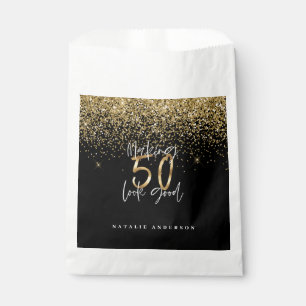 Moderne typografie goudglitter chic 50ste verjaard bedankzakje