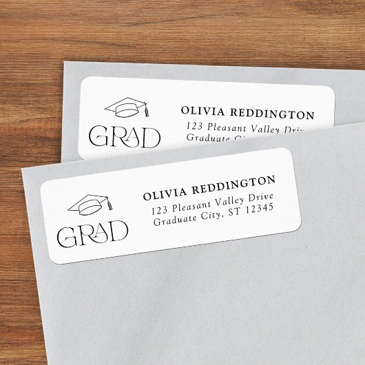 Moderne typografie grad cap retouradres etiket
