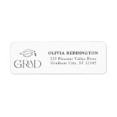 Moderne typografie grad cap retouradres etiket (Voorkant)