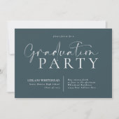 Moderne Typografie Graduation Party Blauwgroen Kaart (Voorkant)