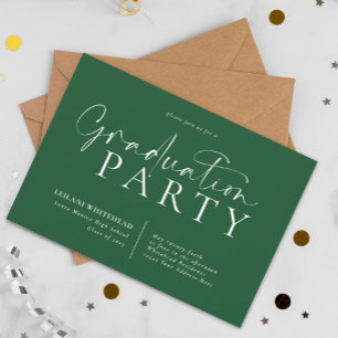 Moderne Typografie Graduation Party Green Kaart