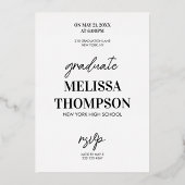 Moderne typografie Graduation Party Invitation Folie Uitnodiging (Achterkant)