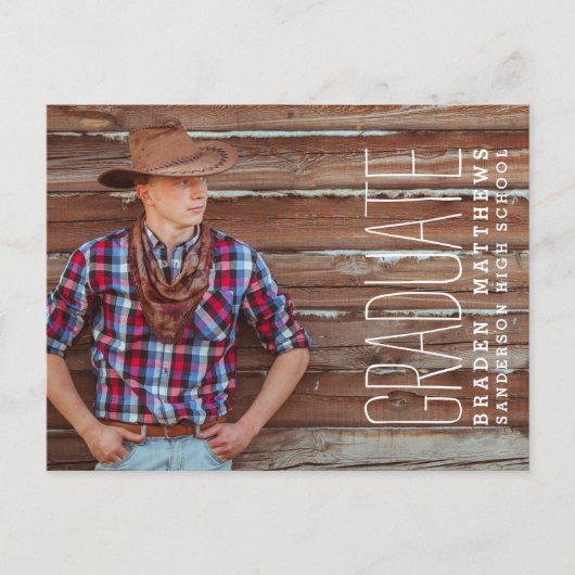 Moderne typografie Graduation Party Invitation Uitnodiging Briefkaart (Voorkant)