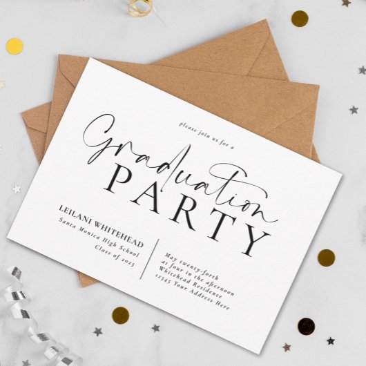 Moderne Typografie Graduation Party Kaart