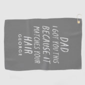 Moderne typografie grappig pap grijs haar dag golfhanddoek (Horizontaal)