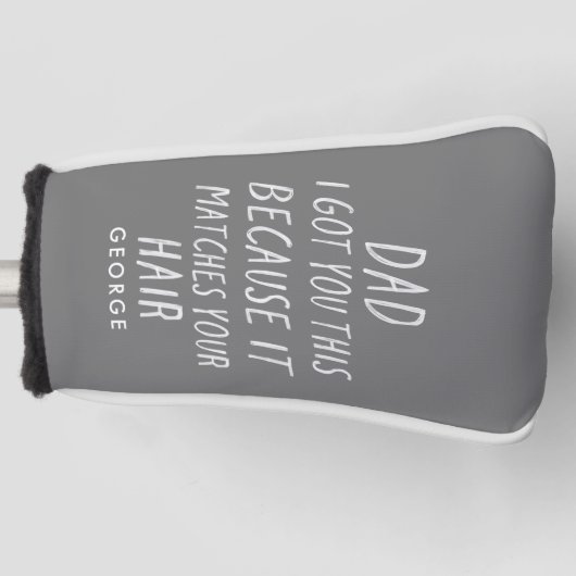 Moderne typografie grappig pap grijs haar dag golfheadcover (Voorkant)