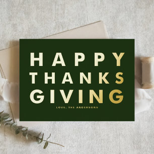 Moderne Typografie Groen Gelukkig Thanksgiving Gou Folie Feestdagenkaart