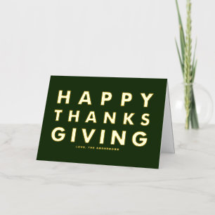 Moderne Typografie Groen Gelukkig Thanksgiving Gou Folie Wenskaart