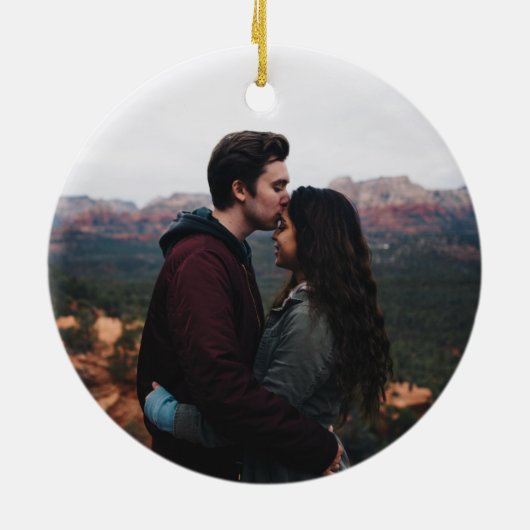 Moderne Typografie Groen Onze Eerste Kerstdag Keramisch Ornament (Achterkant)