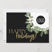 Moderne typografie groene krans vrolijk kerstfeest feestdagenkaart (Voorkant)