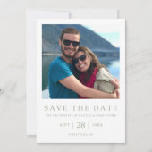 Moderne Typografie Groene Minimalistische Foto Save The Date (Voorkant)