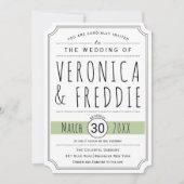 Moderne typografie groene trouwuitnodiging kaart (Voorkant)