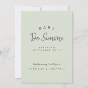 Moderne typografie groene zwangerschap aankondiging