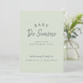 Moderne typografie groene zwangerschap aankondiging (Staand voorkant)