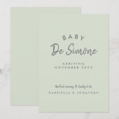 Moderne typografie groene zwangerschap aankondiging (Voorkant / Achterkant)