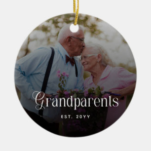 Moderne typografie grootouders cadeau met foto keramisch ornament
