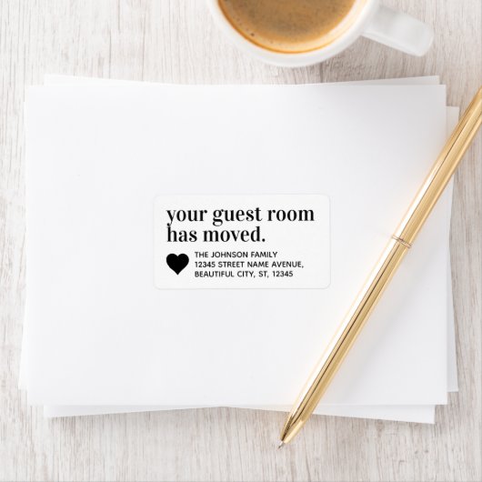 Moderne Typografie Guest Room Moving Black Etiket (Insitu)